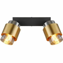 Applique murale Globo MILLEY Laiton, Noir, 2 lumières