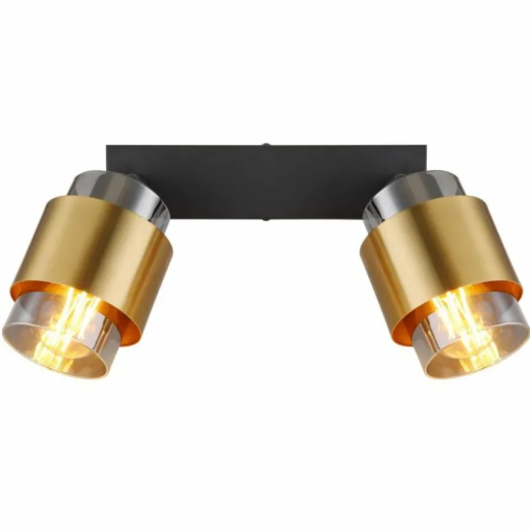 Applique murale Globo MILLEY Laiton, Noir, 2 lumières