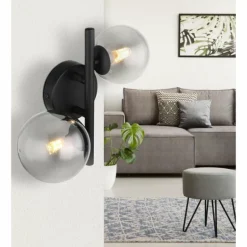 Applique murale Globo RIHA LED Noir, 2 lumières