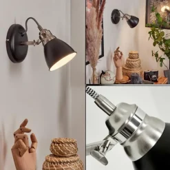 Applique murale Gralingen Nickel mat, Noir, Blanc, 1 lumière