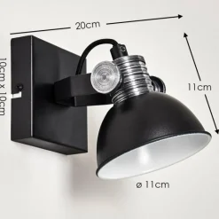 Applique murale Gudo Noir, Blanc, 1 lumière