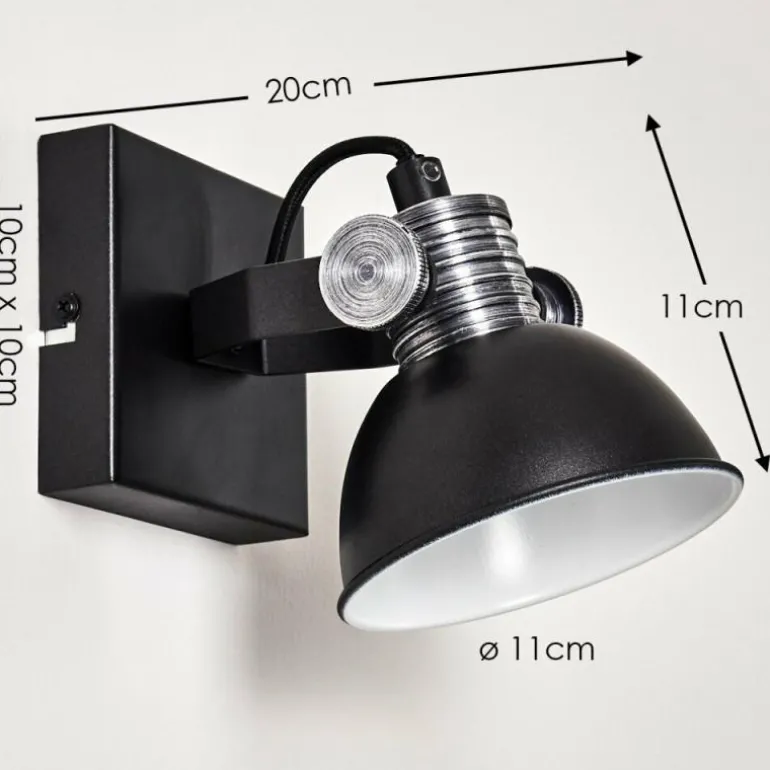 Applique murale Gudo Noir, Blanc, 1 lumière