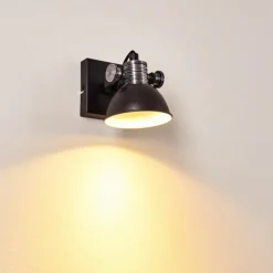 Applique murale Gudo Noir, Blanc, 1 lumière