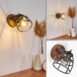 Applique murale Haervej Bois foncé, Noir, 1 lumière