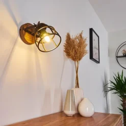 Applique murale Haervej Bois foncé, Noir, 1 lumière