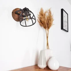 Applique murale Haervej Bois foncé, Noir, 1 lumière