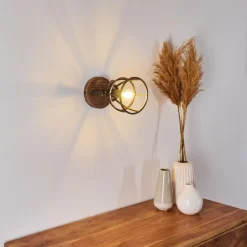 Applique murale Haervej Bois foncé, Noir, 1 lumière