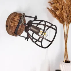 Applique murale Haervej Bois foncé, Noir, 1 lumière