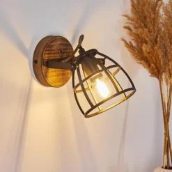 Applique murale Haervej Bois foncé, Noir, 1 lumière