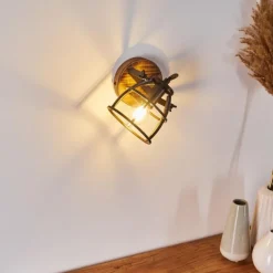 Applique murale Haervej Bois foncé, Noir, 1 lumière