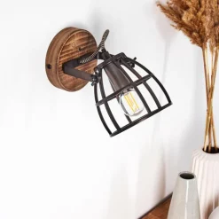 Applique murale Haervej Bois foncé, Noir, 1 lumière