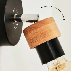 Applique murale Harran Chrome, Noir, 1 lumière