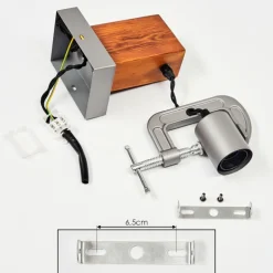 Applique murale Hautahi Gris, Bois foncé, 1 lumière