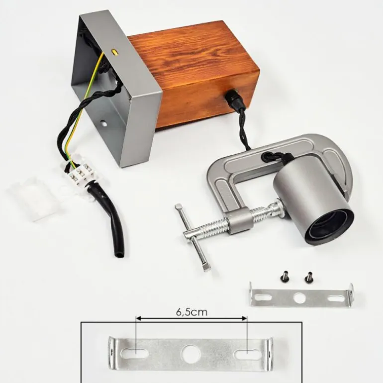 Applique murale Hautahi Gris, Bois foncé, 1 lumière