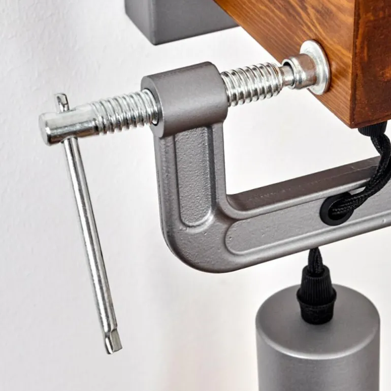 Applique murale Hautahi Gris, Bois foncé, 1 lumière