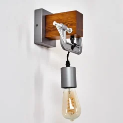 Applique murale Hautahi Gris, Bois foncé, 1 lumière