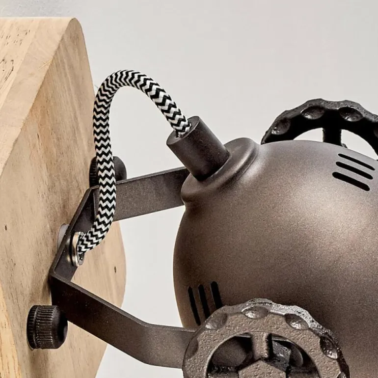 Applique murale Herford Brun, Bois foncé, Noir, 1 lumière