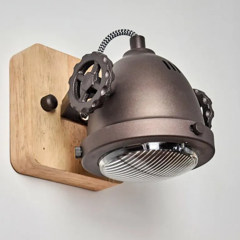 Applique murale Herford Brun, Bois foncé, Noir, 1 lumière