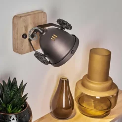 Applique murale Herford Brun, Bois foncé, Noir, 1 lumière