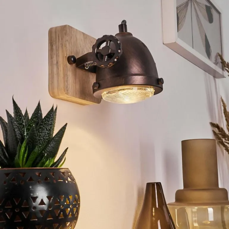 Applique murale Herford Bois clair, Cuivre, 1 lumière