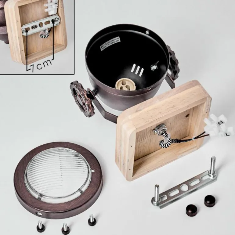 Applique murale Herford Bois clair, Cuivre, 1 lumière