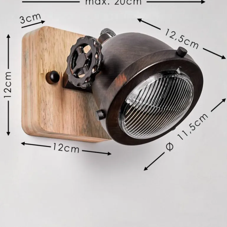 Applique murale Herford Bois clair, Cuivre, 1 lumière