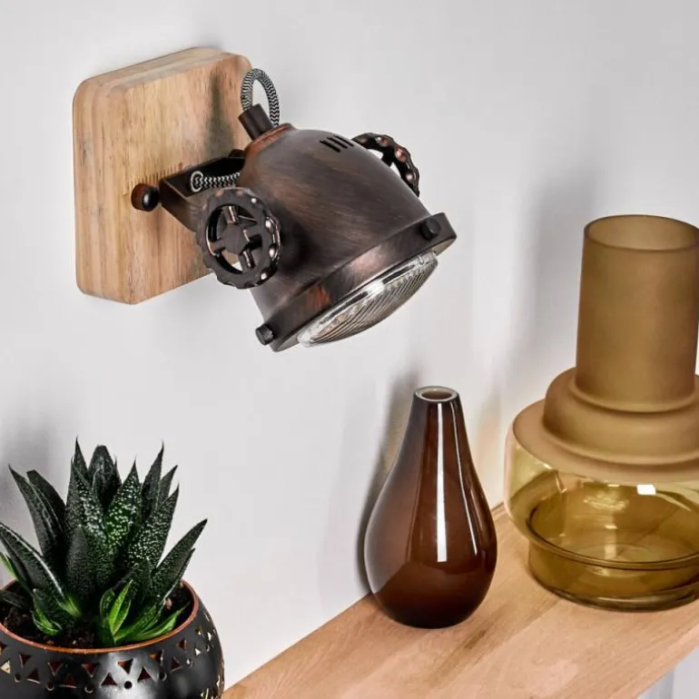 Applique murale Herford Bois clair, Cuivre, 1 lumière