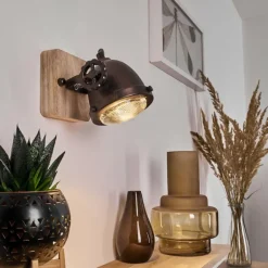 Applique murale Herford Bois clair, Cuivre, 1 lumière