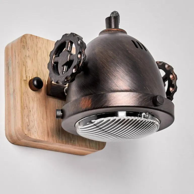 Applique murale Herford Bois clair, Cuivre, 1 lumière