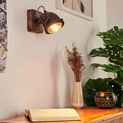 Applique murale Herford Brun, Bois foncé, 1 lumière