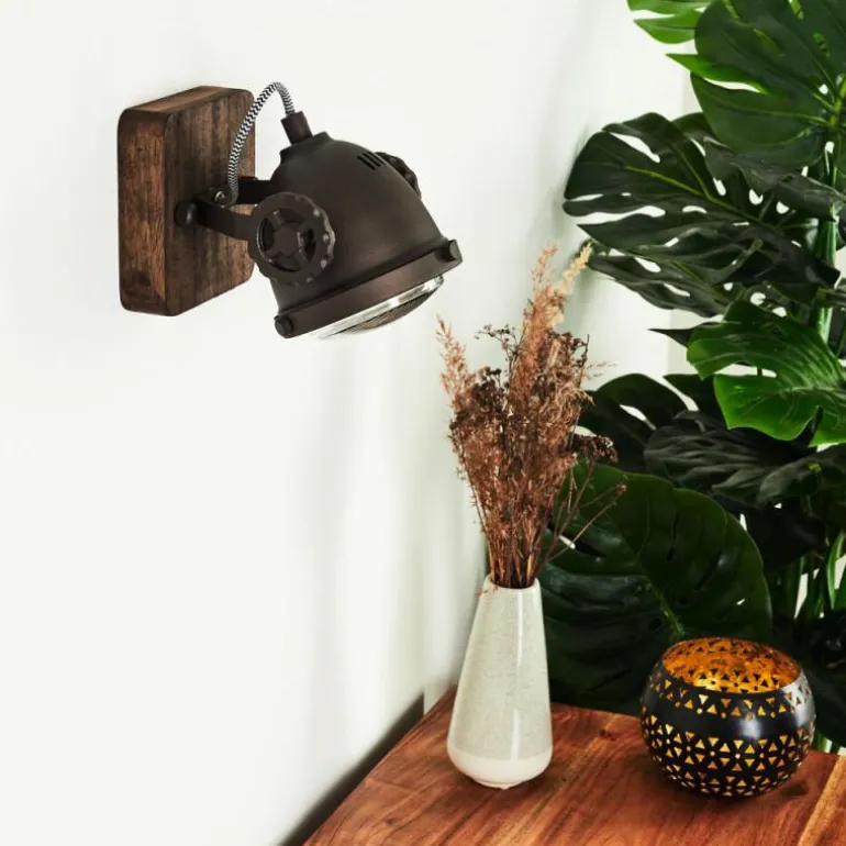 Applique murale Herford Brun, Bois foncé, 1 lumière