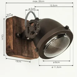 Applique murale Herford Brun, Bois foncé, 1 lumière