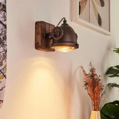 Applique murale Herford Brun, Bois foncé, 1 lumière