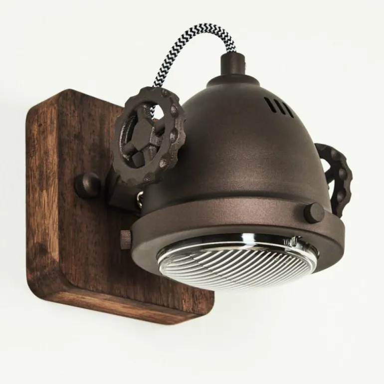 Applique murale Herford Brun, Bois foncé, 1 lumière