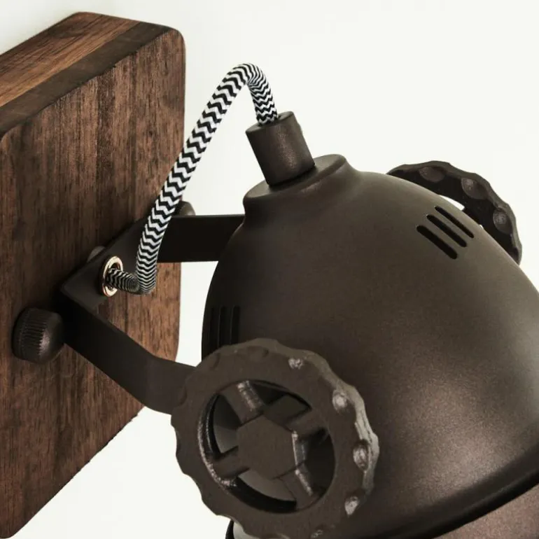 Applique murale Herford Brun, Bois foncé, 1 lumière