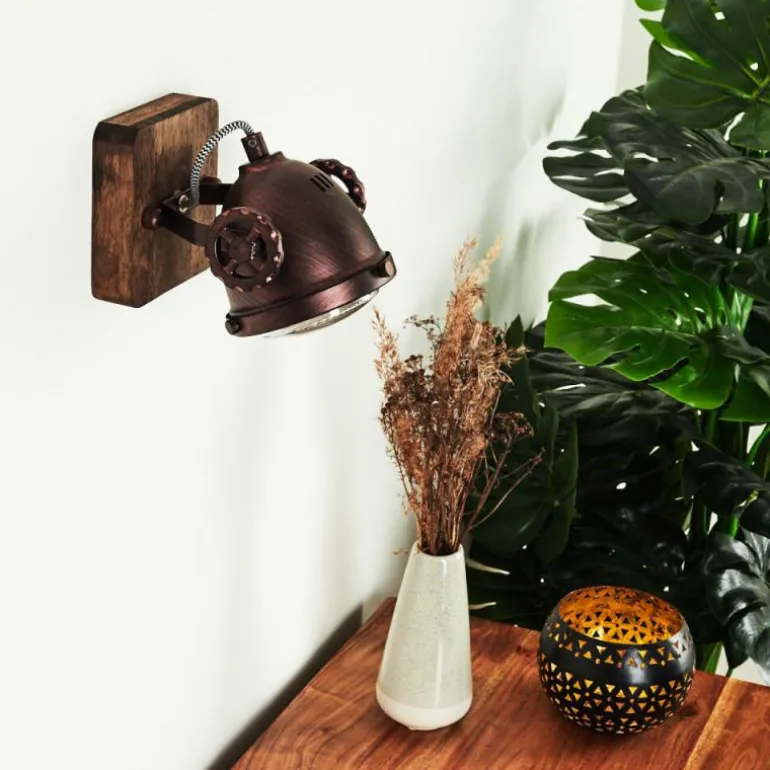 Applique murale Herford Bois foncé, Rouille, 1 lumière