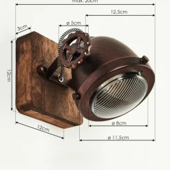 Applique murale Herford Bois foncé, Rouille, 1 lumière