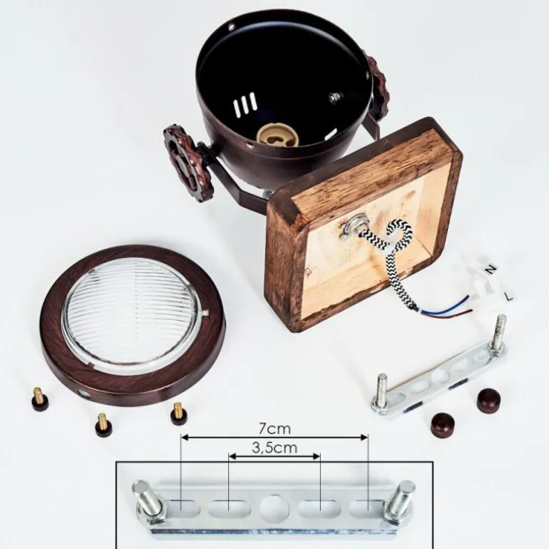 Applique murale Herford Bois foncé, Rouille, 1 lumière