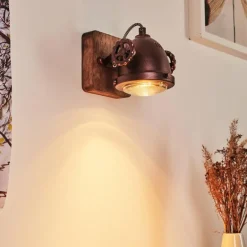 Applique murale Herford Bois foncé, Rouille, 1 lumière