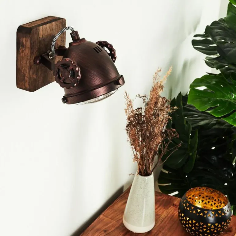 Applique murale Herford Bois foncé, Rouille, 1 lumière