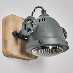 Applique murale Herford Gris, Bois clair, 1 lumière