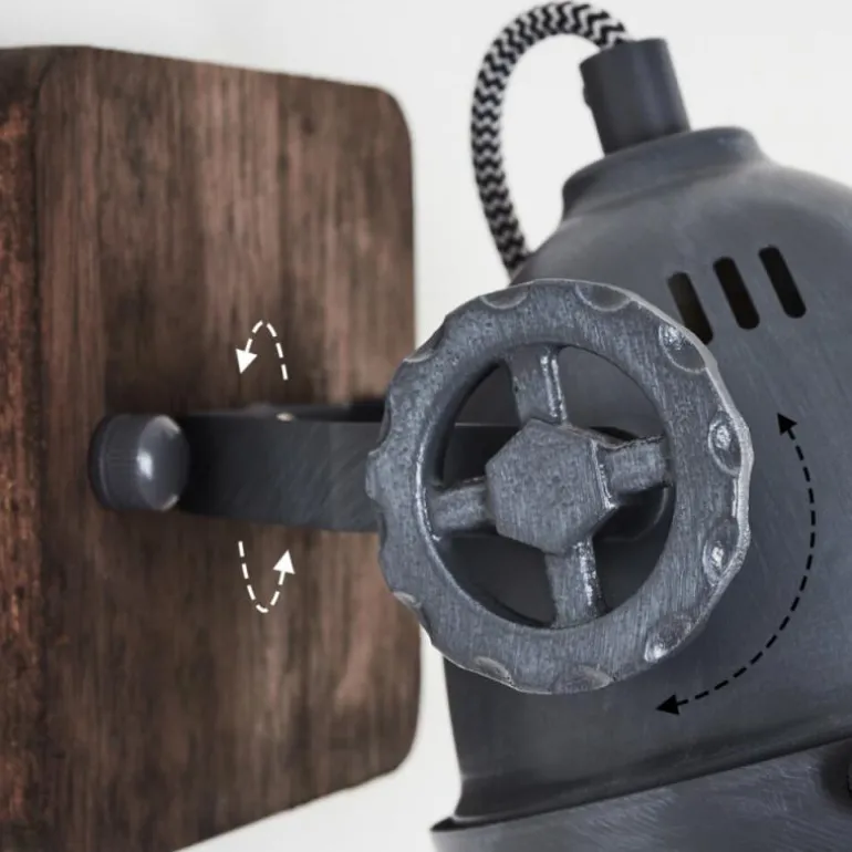 Applique murale Herford Gris, Bois foncé, 1 lumière