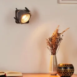 Applique murale Herford Gris, Bois foncé, 1 lumière