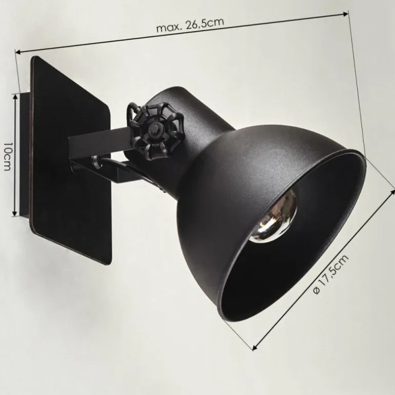 Applique murale Hora Noir, 1 lumière