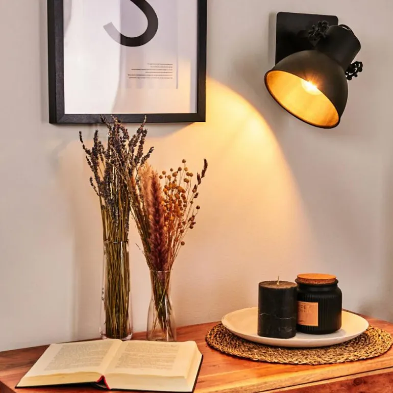 Applique murale Hora Noir, 1 lumière