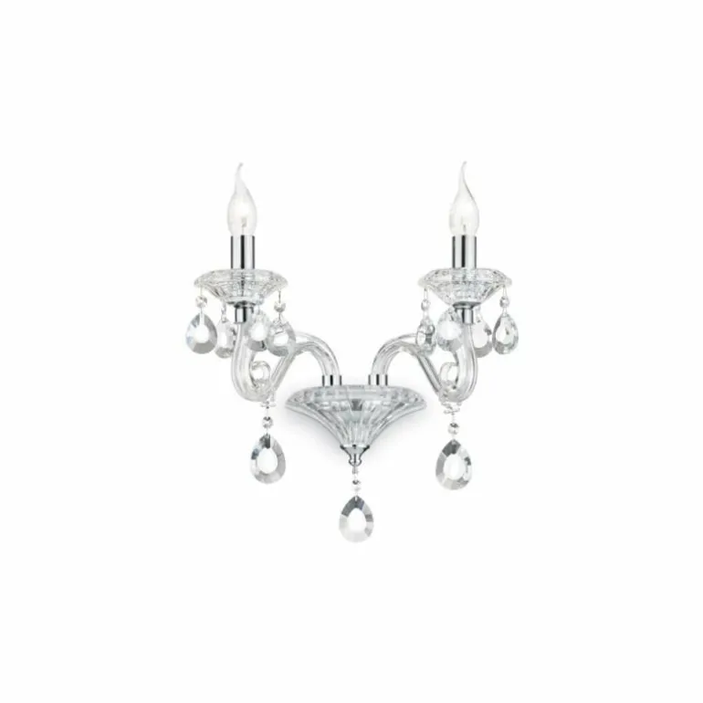 Applique murale Ideal Lux NEGRESCO Chrome, Aspect cristal, 2 lumières
