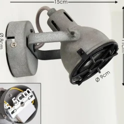 Applique murale Jonsered LED Gris, Noir, Pierre, 1 lumière