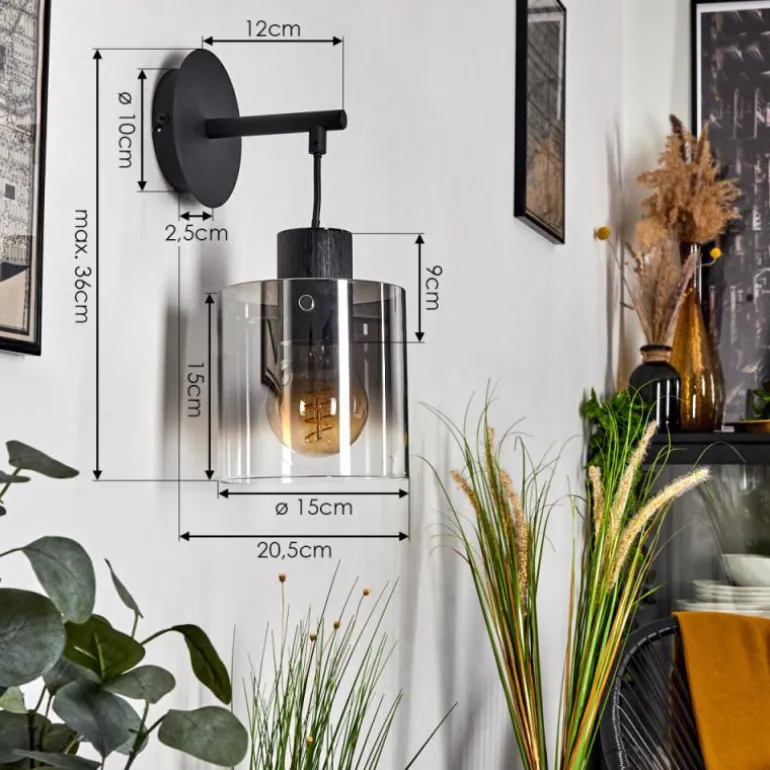 Applique murale Kalsborg Noir, 1 lumière