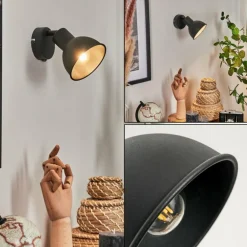 Applique murale Kansela Noir, 1 lumière