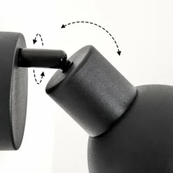 Applique murale Kansela Noir, 1 lumière